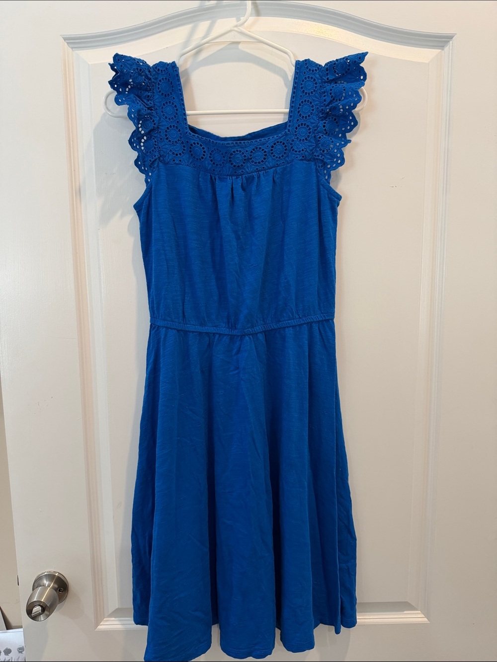 Talbots Royal Blue Eyelet Sleeve Casual Dress